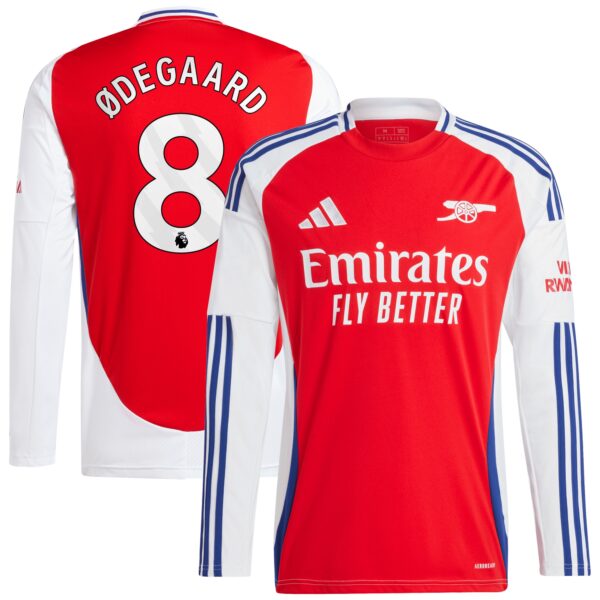 Martin Odegaard Arsenal 2024/25 Home Long Sleeve Fan Version Player Jersey - Red