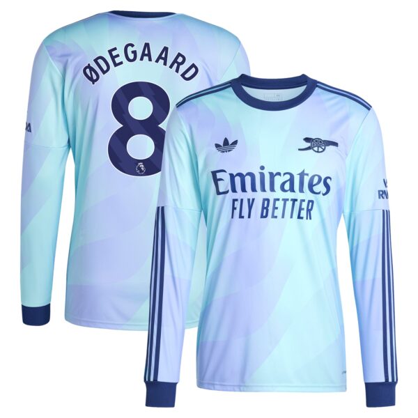 Martin Odegaard Arsenal 2024/25 Third Fan Version Long Sleeve Player Jersey - Aqua