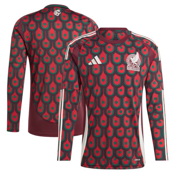 Mexico National Team 2024 Home Fan Version Long Sleeve Jersey - Burgundy