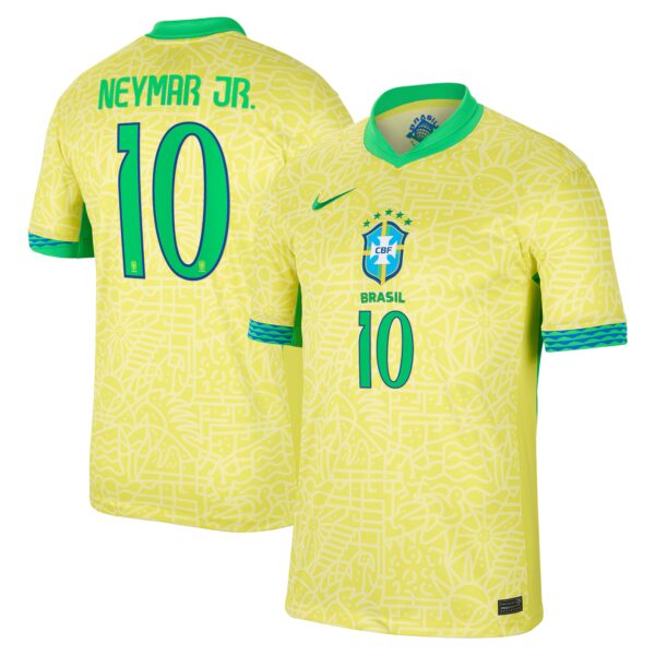 Neymar Jr. Brazil National Team 2024 Home Stadium Fan Version Player Jersey - Yellow