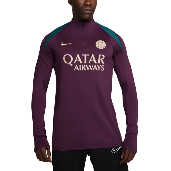 Paris Saint-Germain 2024/25 Strike Drill Performance Quarter-Zip Long Sleeve Top - Burgundy