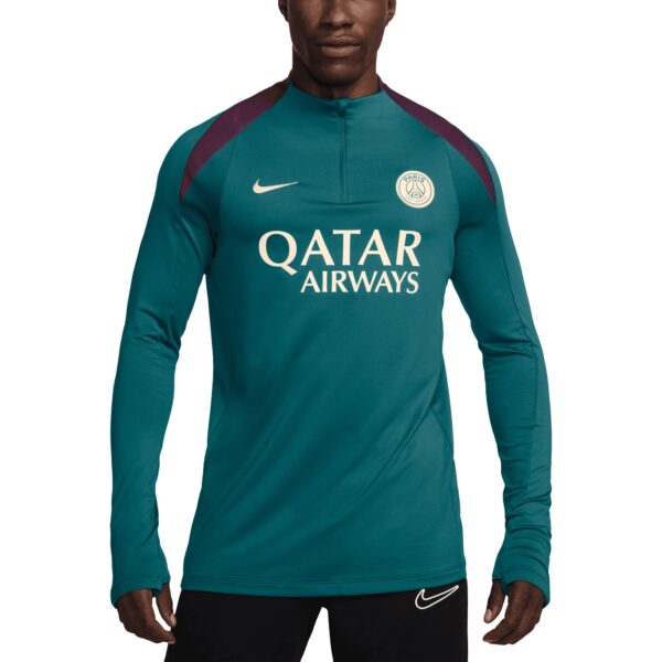 Paris Saint-Germain 2024/25 Strike Drill Performance Quarter-Zip Long Sleeve Top - Teal