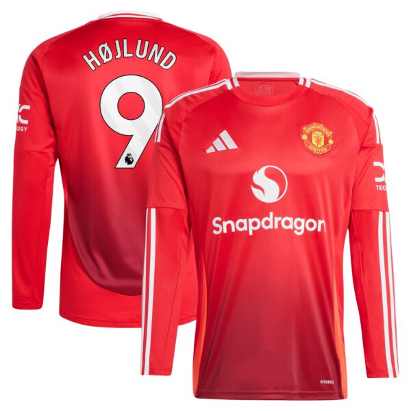 Rasmus Højlund Manchester United 2024/25 Home Fan Version Long Sleeve Player Jersey - Red