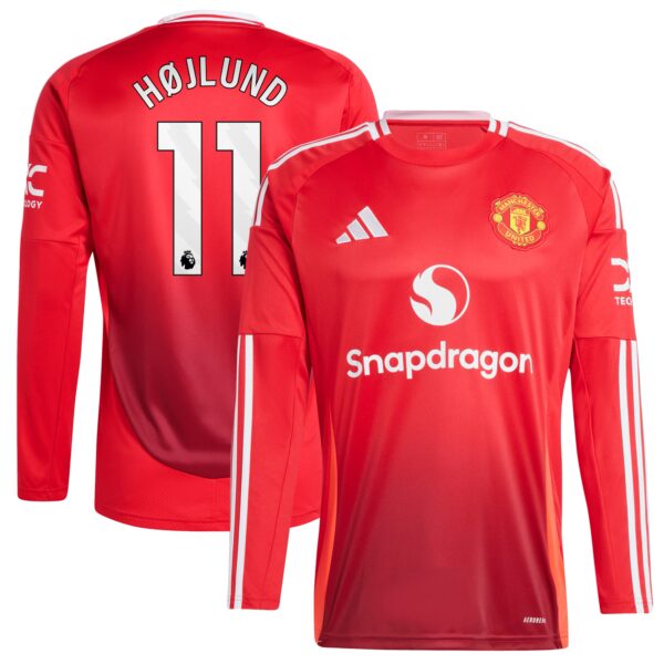 Rasmus Højlund Manchester United 2024/25 Home Long Sleeve Fan Version Player Jersey - Red