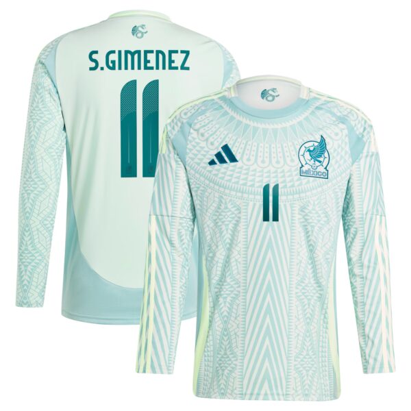 Santiago Giménez Mexico National Team 2024 Away Fan Version Player Long Sleeve Jersey - Green