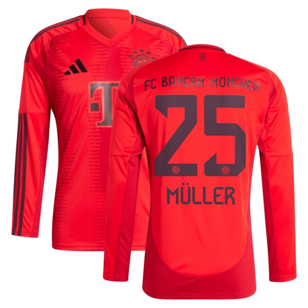 Thomas Müller Bayern Munich 2024/25 Home Fan Version Long Sleeve Player Jersey - Red