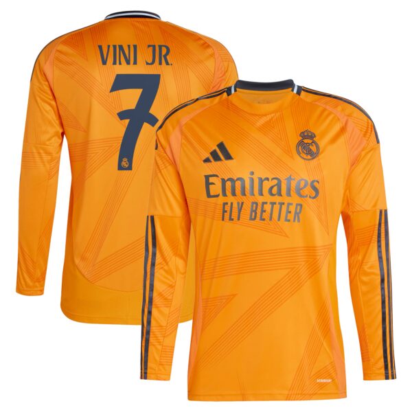 Vini Jr. Real Madrid 2024/25 Away Fan Version Long Sleeve Player Jersey - Orange