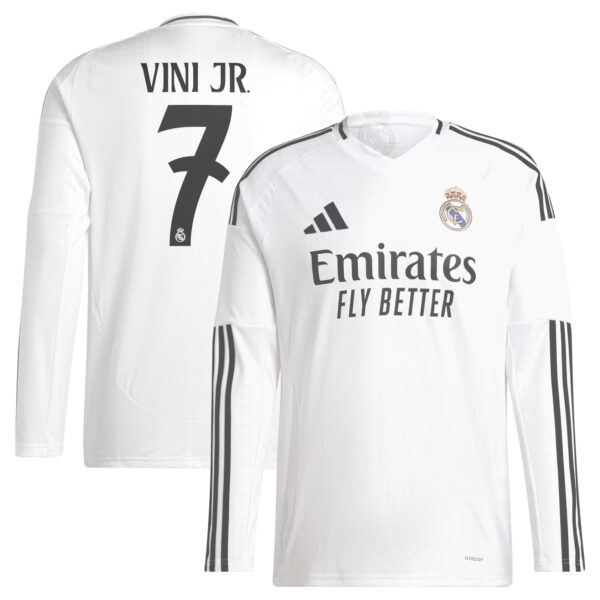 Vini Jr. Real Madrid 2024/25 Home Fan Version Long Sleeve Player Jersey - White